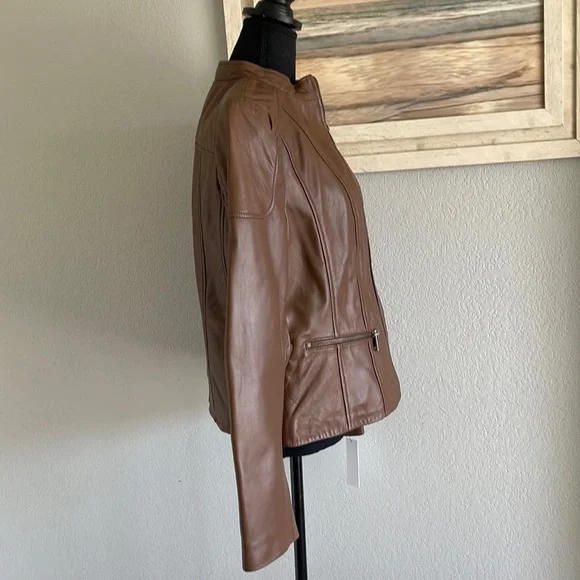 NWT Brown camel color Wilson leather jacket Size L. - Picture 3 of 11
